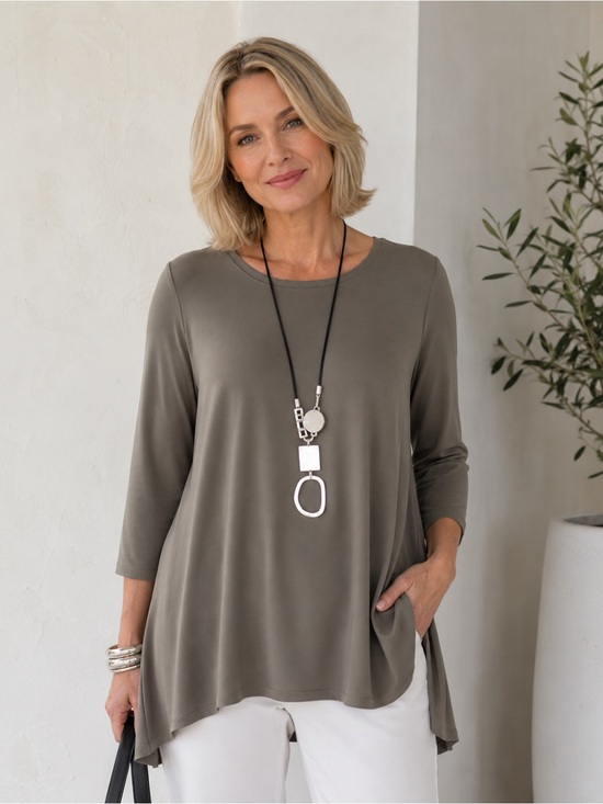 MarlaWynne Tops - Marla Wynne Olive Green Soft Knit Tunic Top - Size Medium